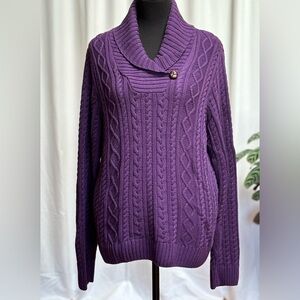 100%Cotton pullover sweater. Size extra large in royal purple. Cable knit.